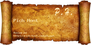 Pich Hont névjegykártya